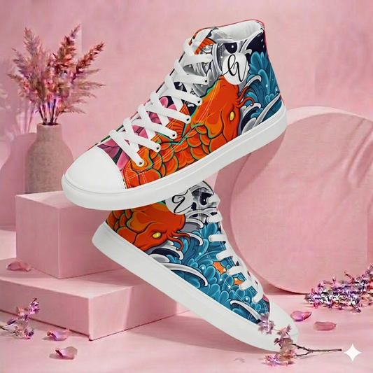 Koi Fish high top canvas shoes