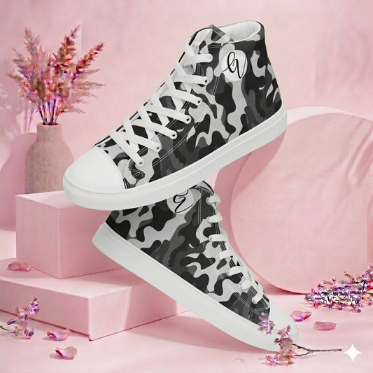Grey Black Army high top canvas shoes