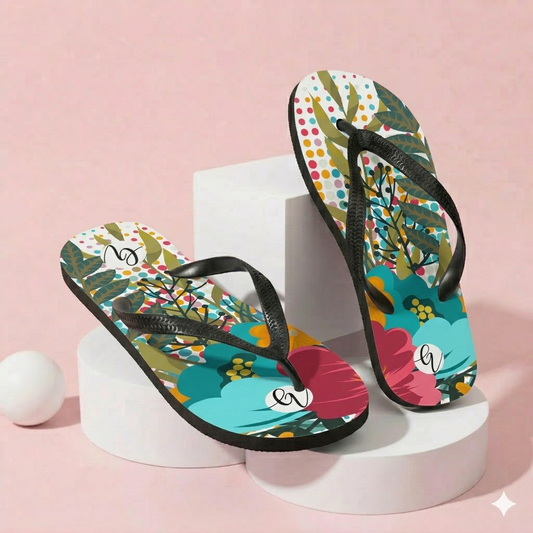 Floral Framed Flip-Flops