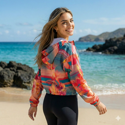 Barbie floral cropped windbreaker