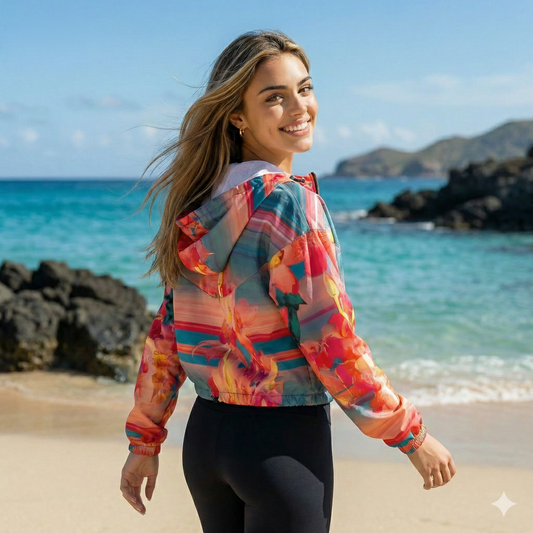 Barbie floral cropped windbreaker