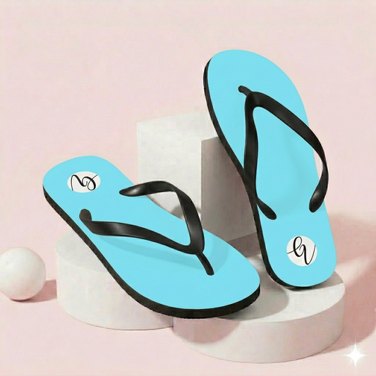 Neon Blue Colored Flip-Flops