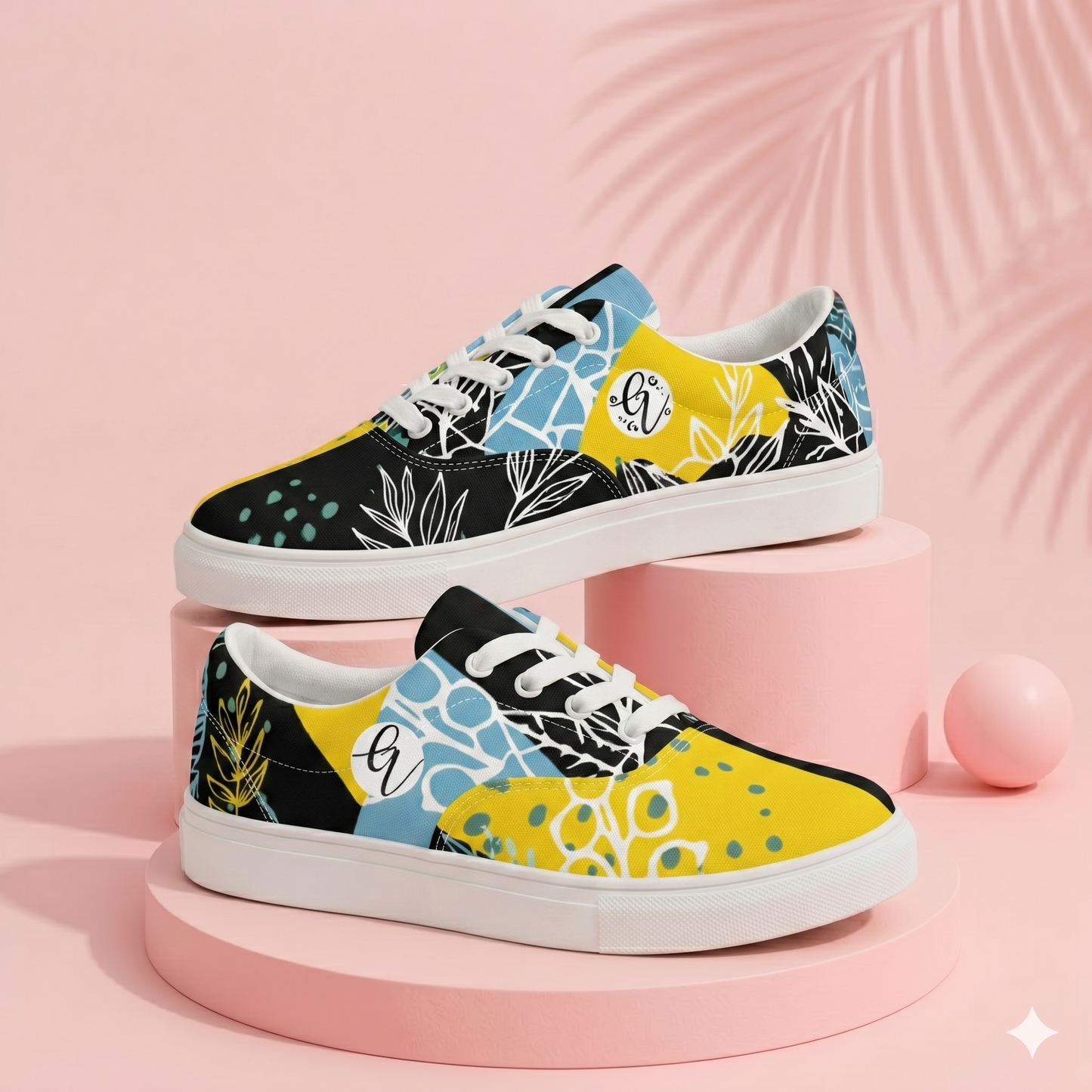 Solar Bloom Lace-up Canvas Shoes