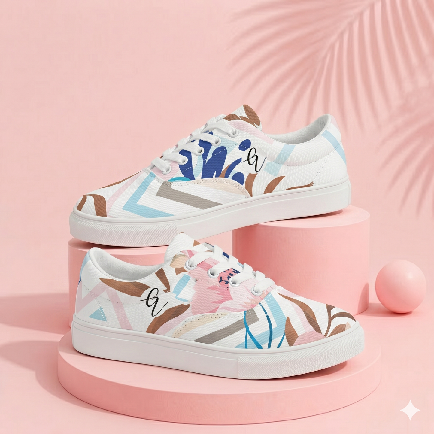 Multi Lines Lace-up Canvas Shoes