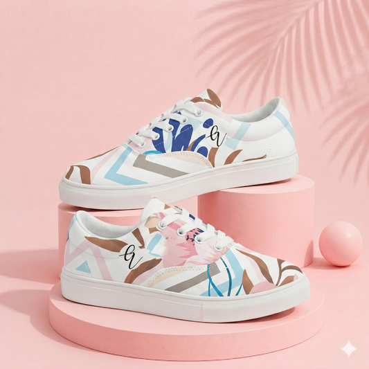 Multi Lines Lace-up Canvas Shoes