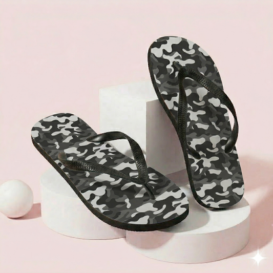 Grey Black Army Flip-Flops
