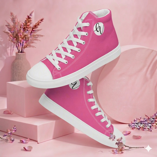 Pink Colored high top canvas shoes