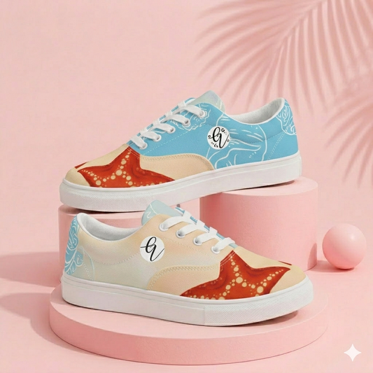 Sea Starfish Lace-up Canvas Shoes
