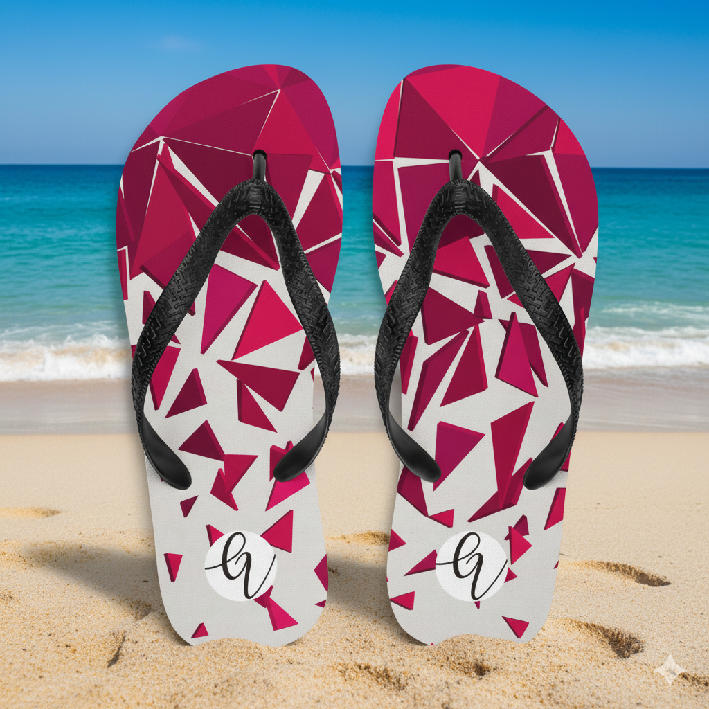 Red ruby mosaic Flip-Flops