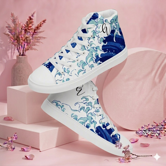 Wave Patterned high top canvas shoes