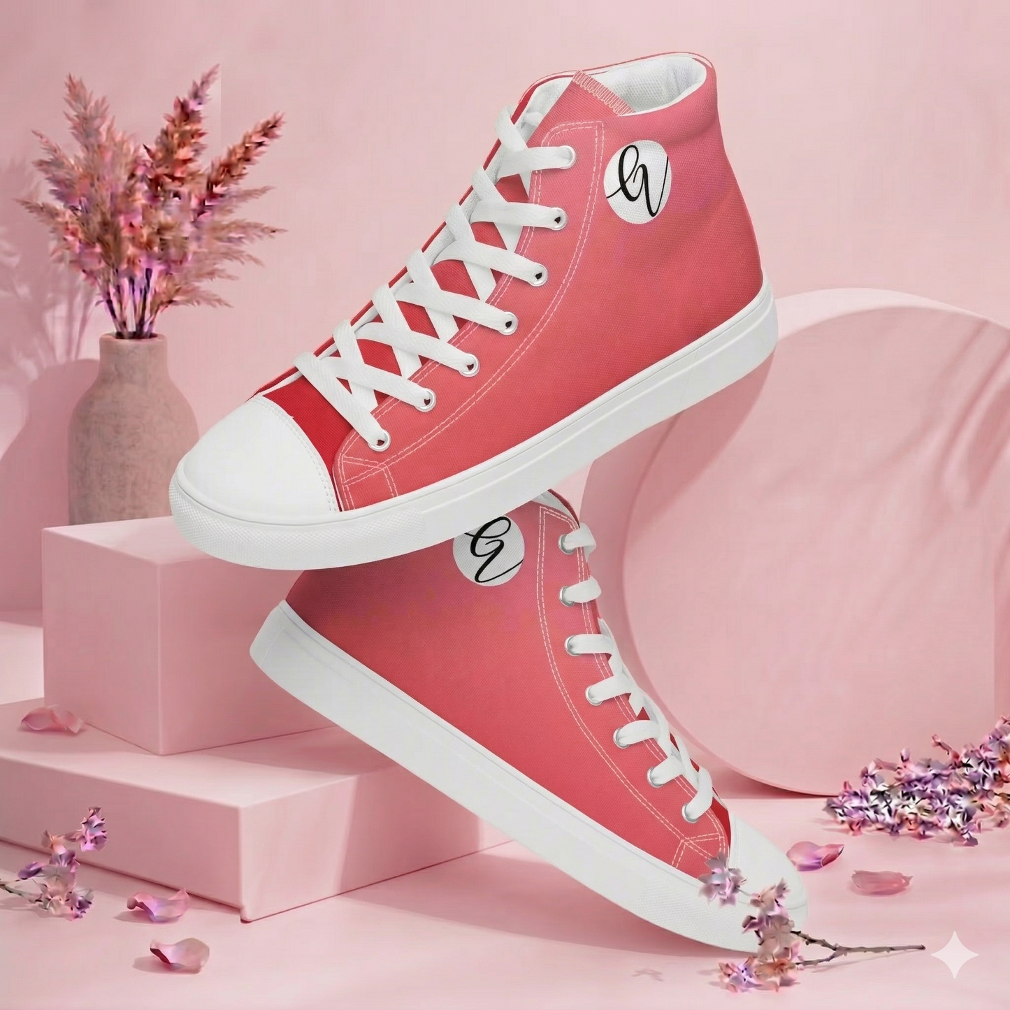 Red In Gradient Colored high top canvas shoes