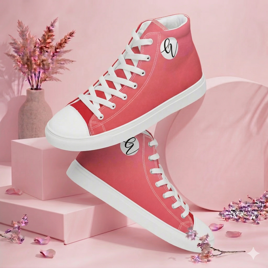 Red In Gradient Colored high top canvas shoes