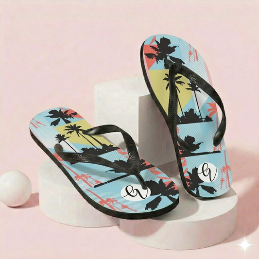 Pink Pattern Flip-Flops