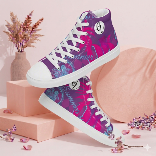 Purple Kisses high top canvas shoes