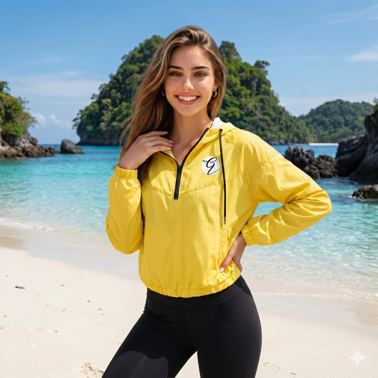 Yellow Colored Cropped Windbreaker