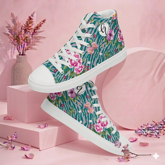 Orchid Floral Pattern high top canvas shoes
