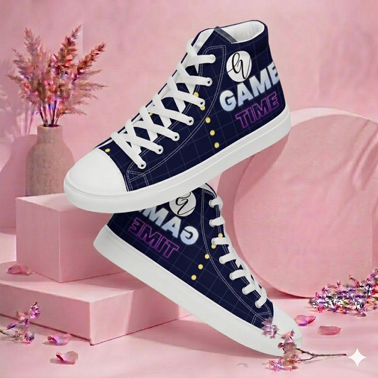 Game Patterned high top canvas shoes