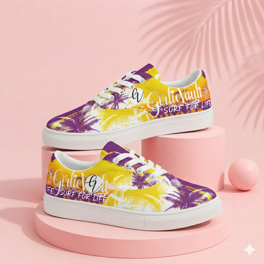 Purple Yellow Summers Lace-up Canvas Shoes