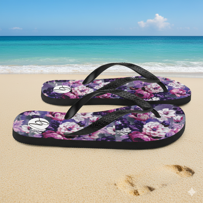 Purple White Flowers Flip-Flops