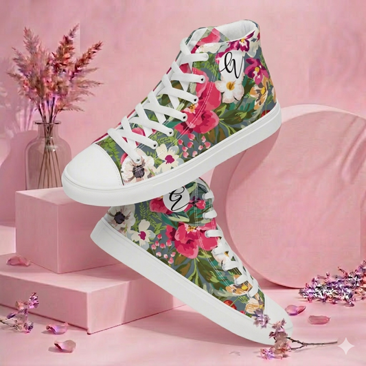 Wild Floral high top canvas shoes
