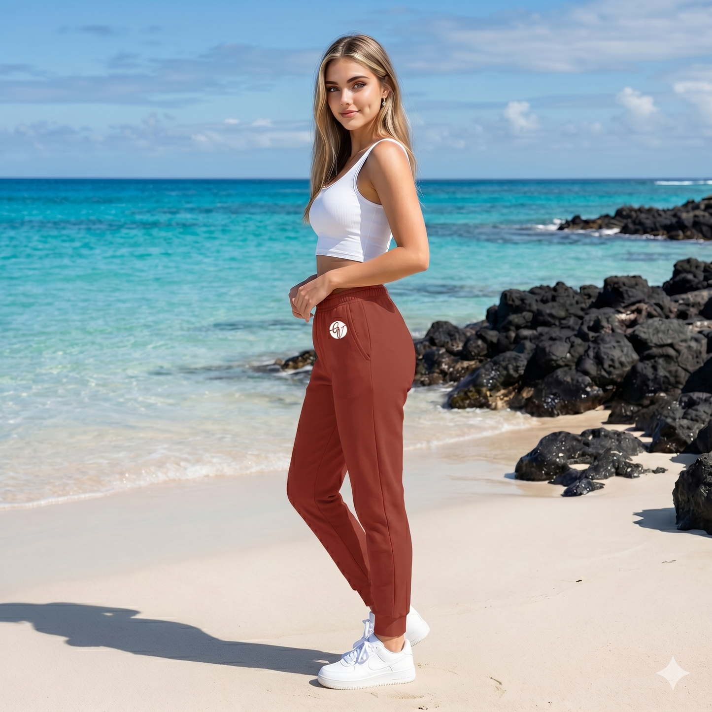Dark Red Colored Joggers