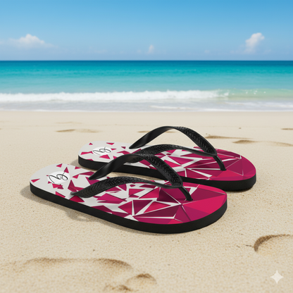 Red ruby mosaic Flip-Flops