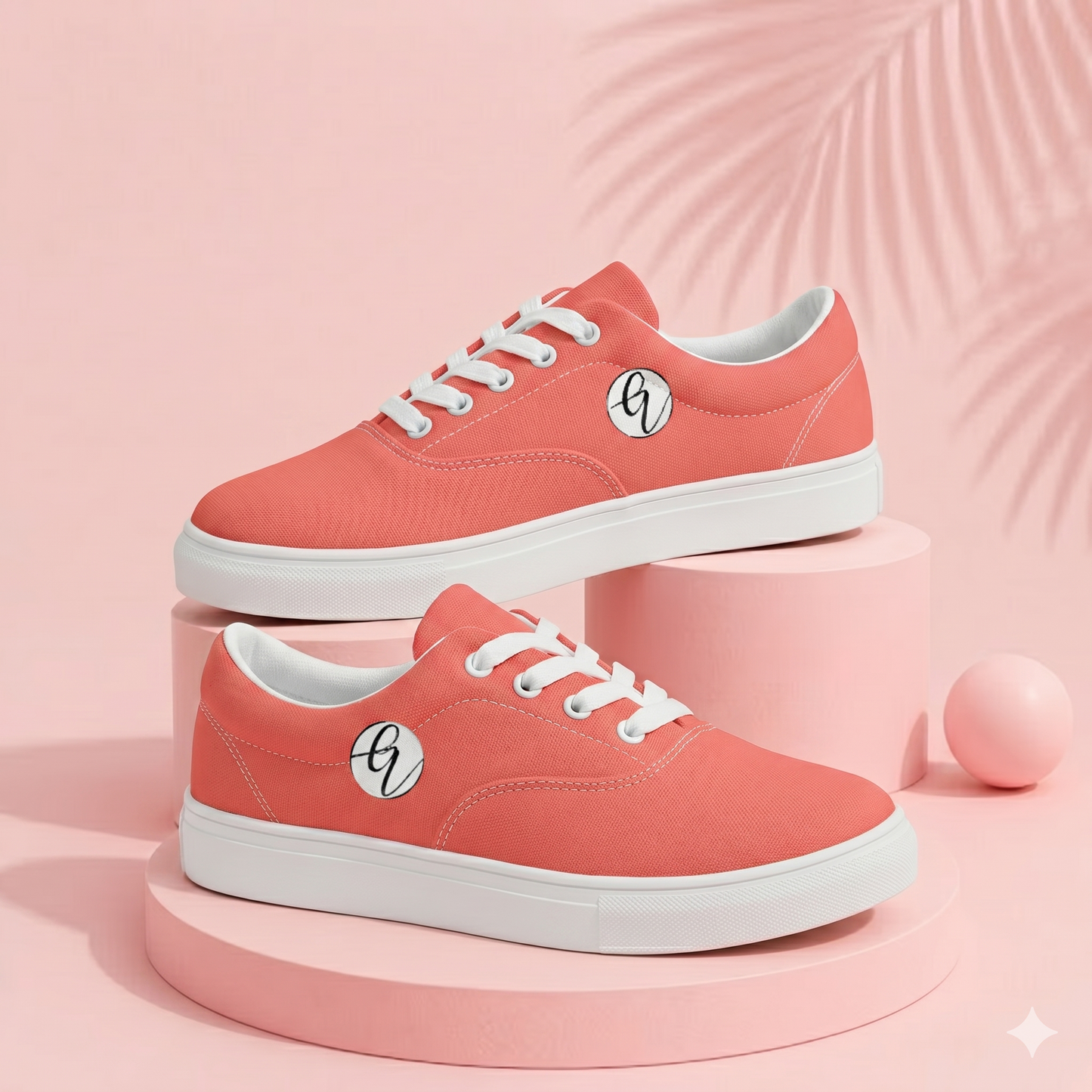 Peach Colored Lace-up Canvas Shoes