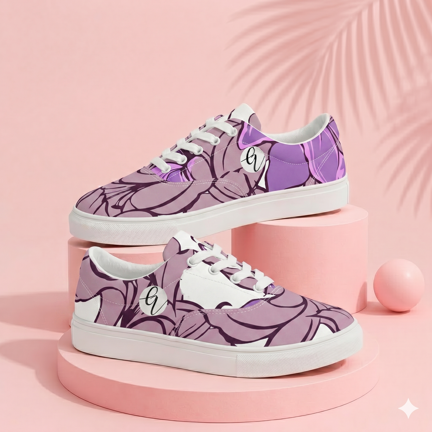 Lotus flower Lace-up Canvas Shoes