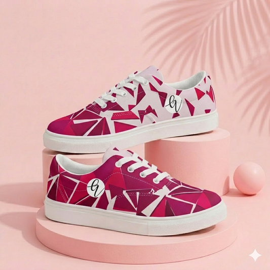 Red Ruby Mosaic Lace-up Canvas Shoes