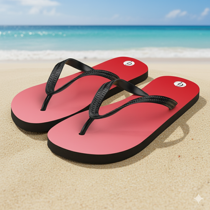 Red In Gradient Colored Flip-Flops