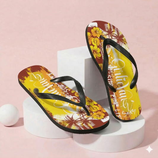 Brown Yellow Summers Flip-Flops