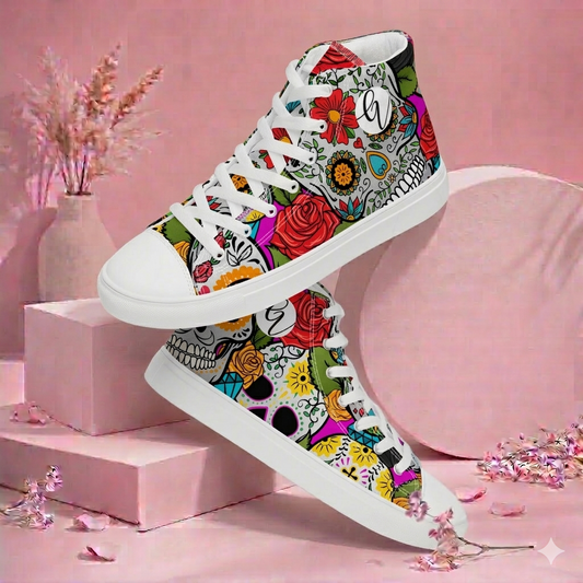 Dead Sugar Skull high top canvas shoes