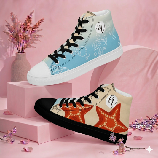 Sea Starfish high top canvas shoes