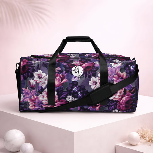 Purple White Flowers Duffle bag