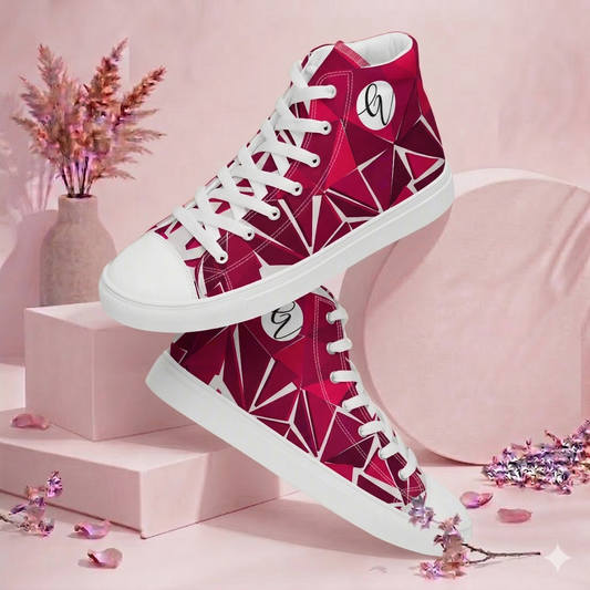 Red Ruby Mosaic high top canvas shoes