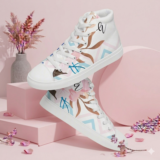 Multi Lines high top canvas shoes