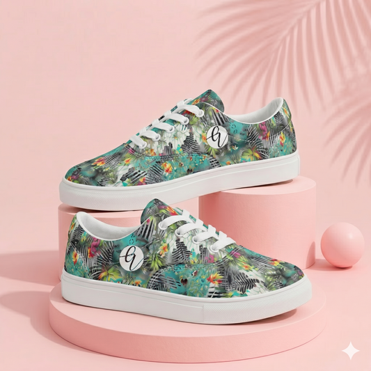 Poplin Multicolor lace-up canvas shoes