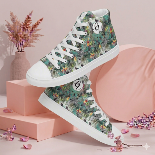 Poplin Multicolor high top canvas shoes