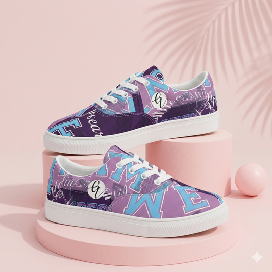 Purple Letters Lace-up Canvas Shoes
