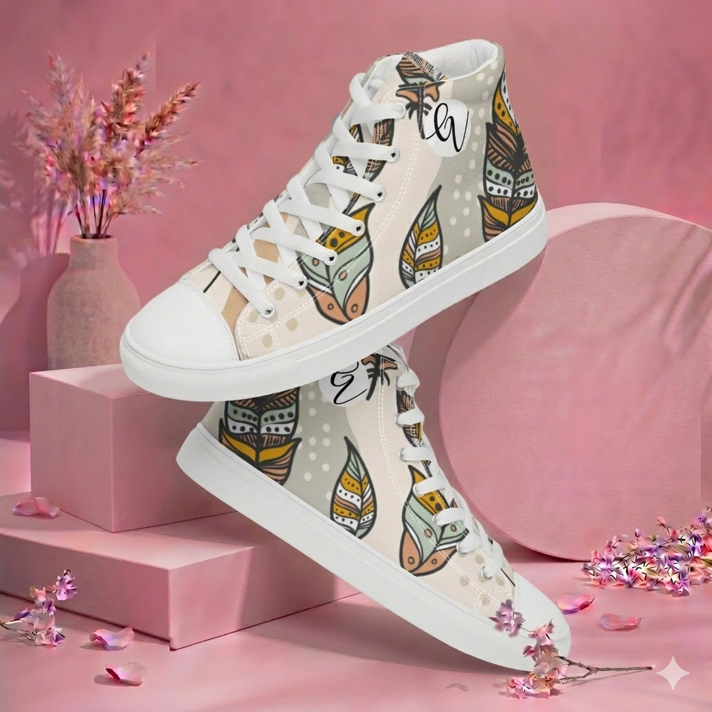 Feather high top canvas shoes