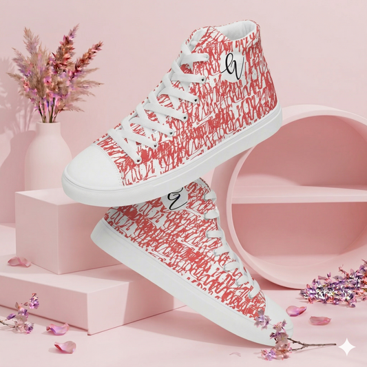 Red White Vintage high top canvas shoes