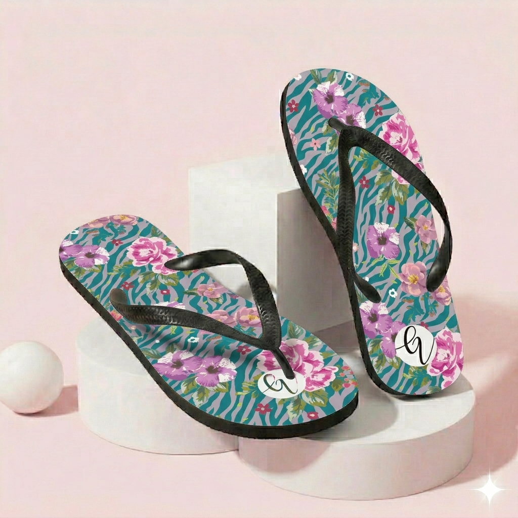Orchid floral pattern Flip-Flops
