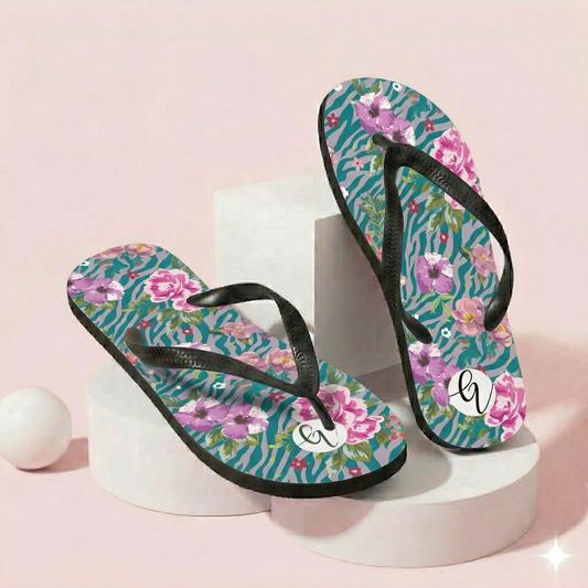 Orchid floral pattern Flip-Flops