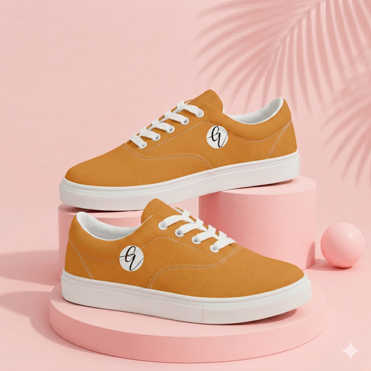Mustard Colored Lace-up Canvas Shoes