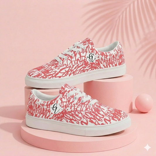 Red White Vintage Lace-up Canvas Shoes
