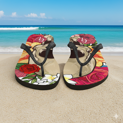 Skeletal floral Flip-Flops