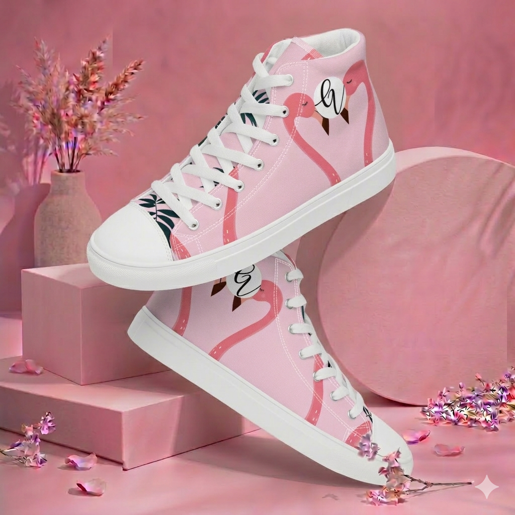 Flamingos high top canvas shoes