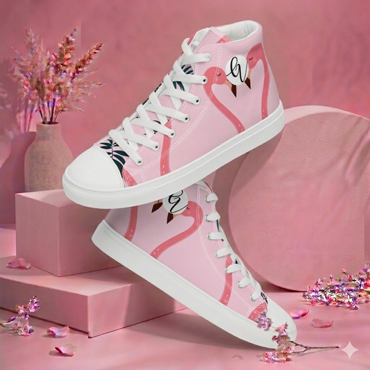Flamingos high top canvas shoes