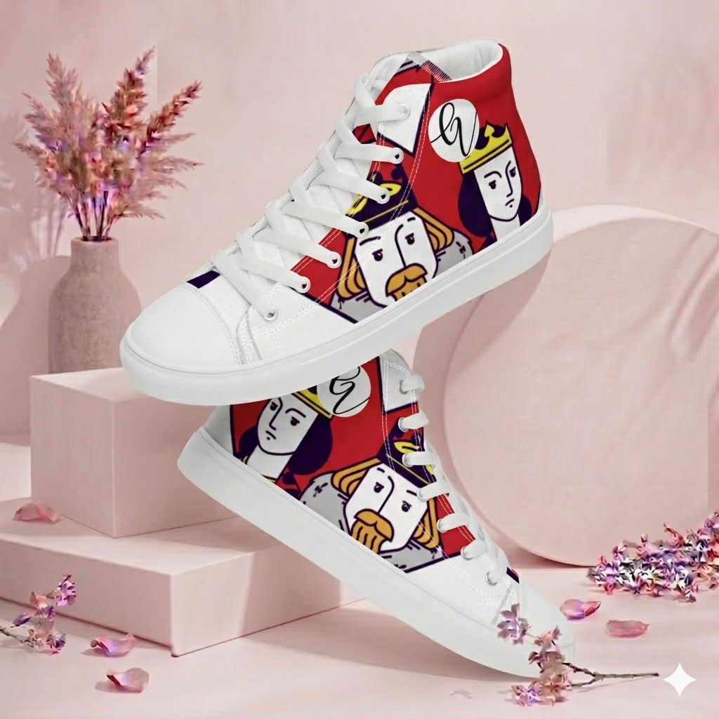King Of Hearts high top canvas shoes