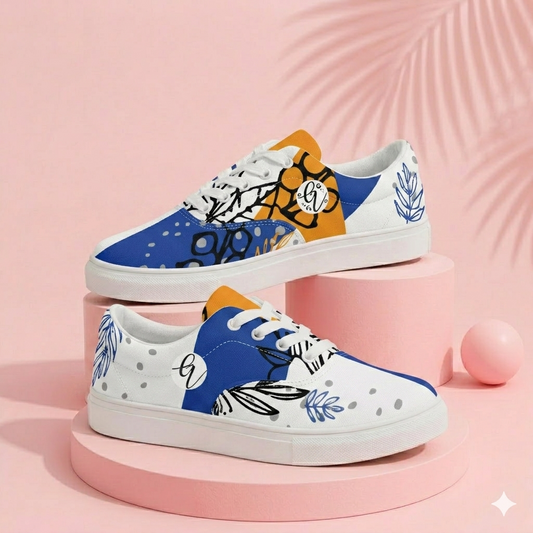 Tropical Foliage Lace-up Canvas Shoes
